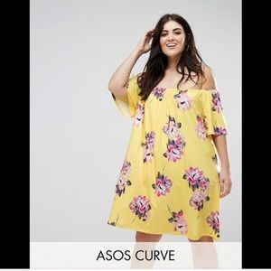 ASOS curve yellow floral dress